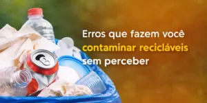 Caixa de reciclagem azul com erros comuns de contaminação