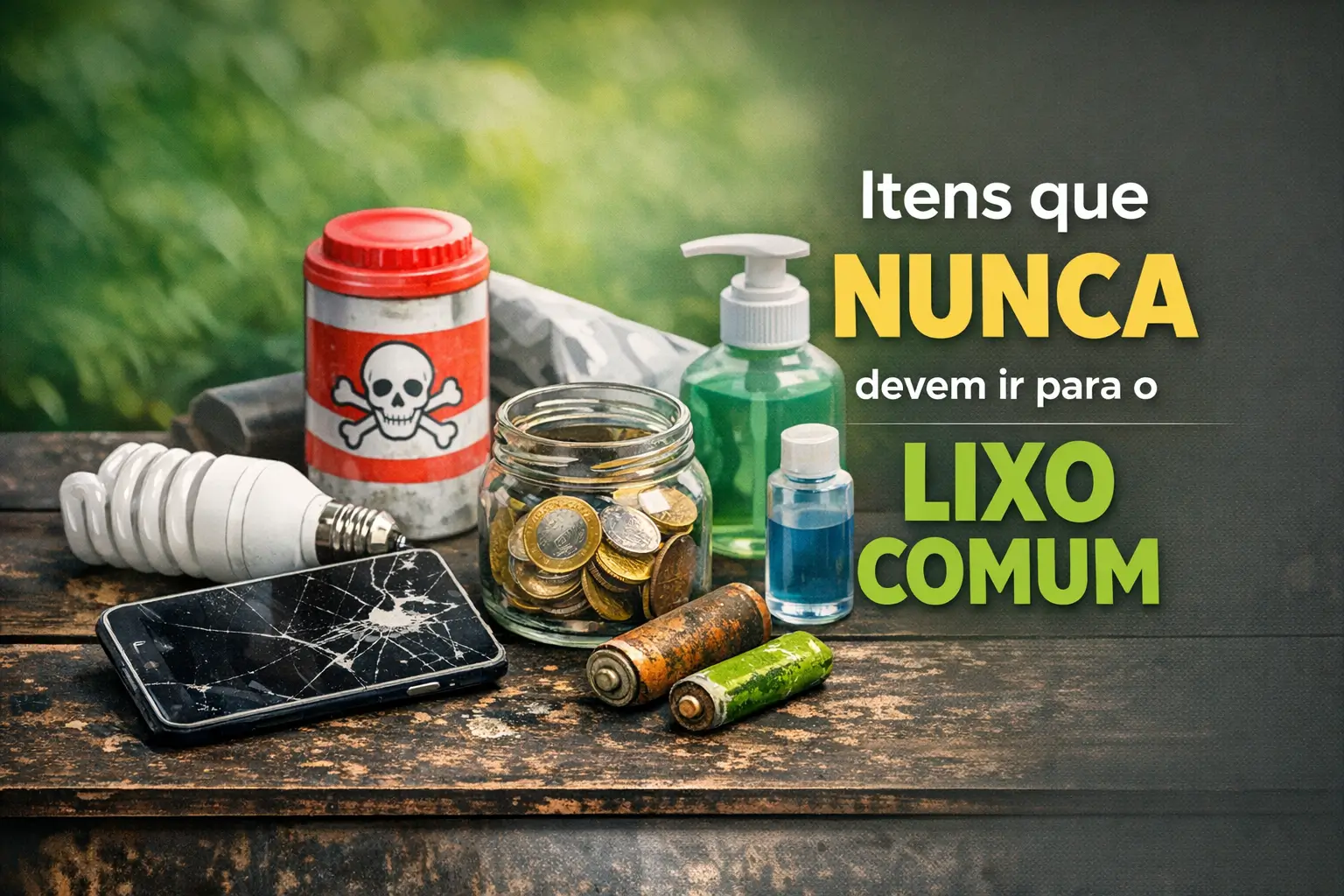 Itens como celulares quebrados, lâmpadas e baterias nunca devem ir para o lixo comum.